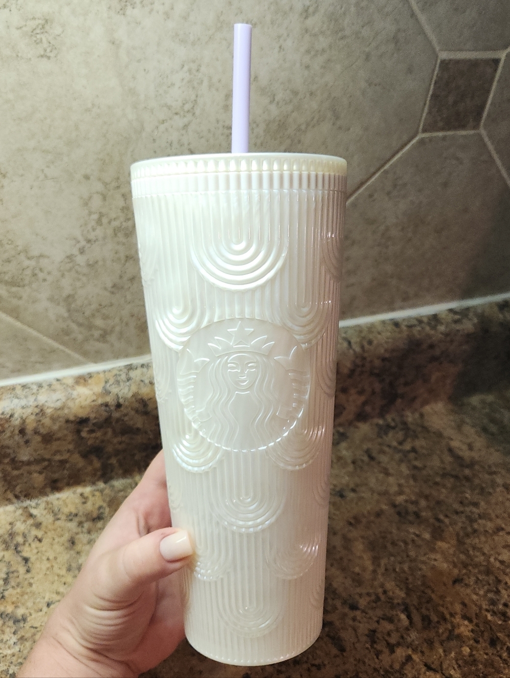 Starbucks White Spring Pearlescent Shell Siren Scales Cold Cup Tumbler 2023